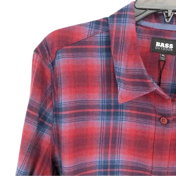 Bass Outdoor Plaid Long Sleeve Flannel Button-Up Shirt Size Large New with Tag - Picture 4 of 10